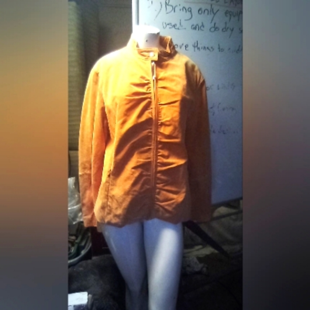 Orange suede leather jacket